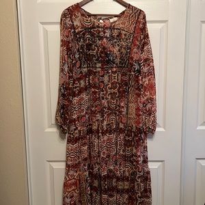Knox Rose Dress XXL women sheer floral long sleeve
